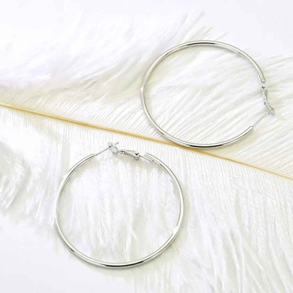 925 Sterling Silver Post Hoop Earrings